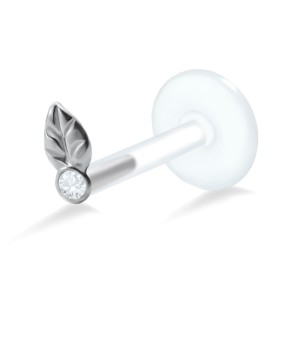 Stone Set Leaf Shaped Labrets Push-in LA-751